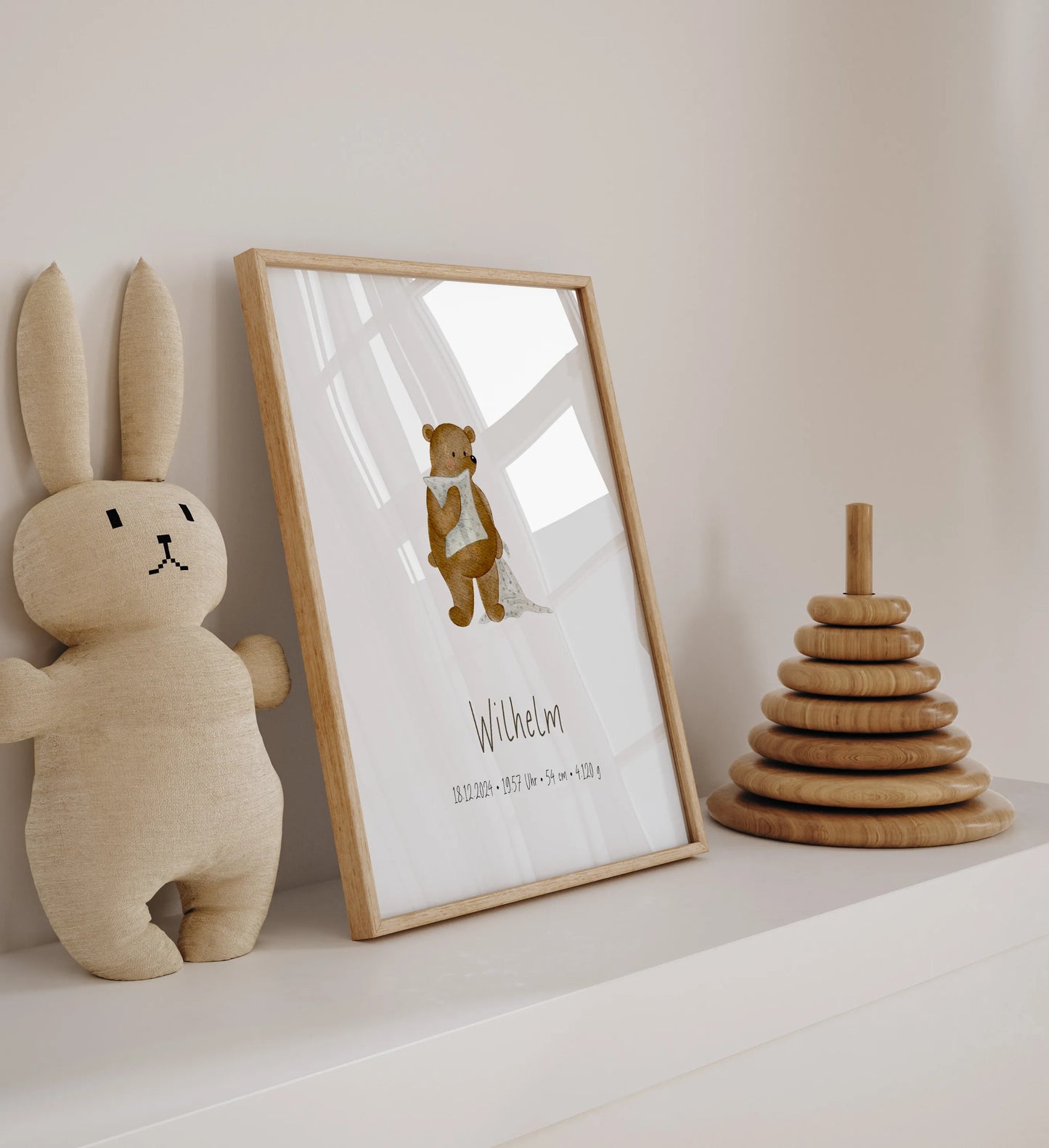 Poster zur Geburt Bär | Personalisiert | DIN A4 Geschenkidee Baby Kind Geburtstag Wandgestaltung Deko Kinderzimmer Poster Aquarell G5224K0469