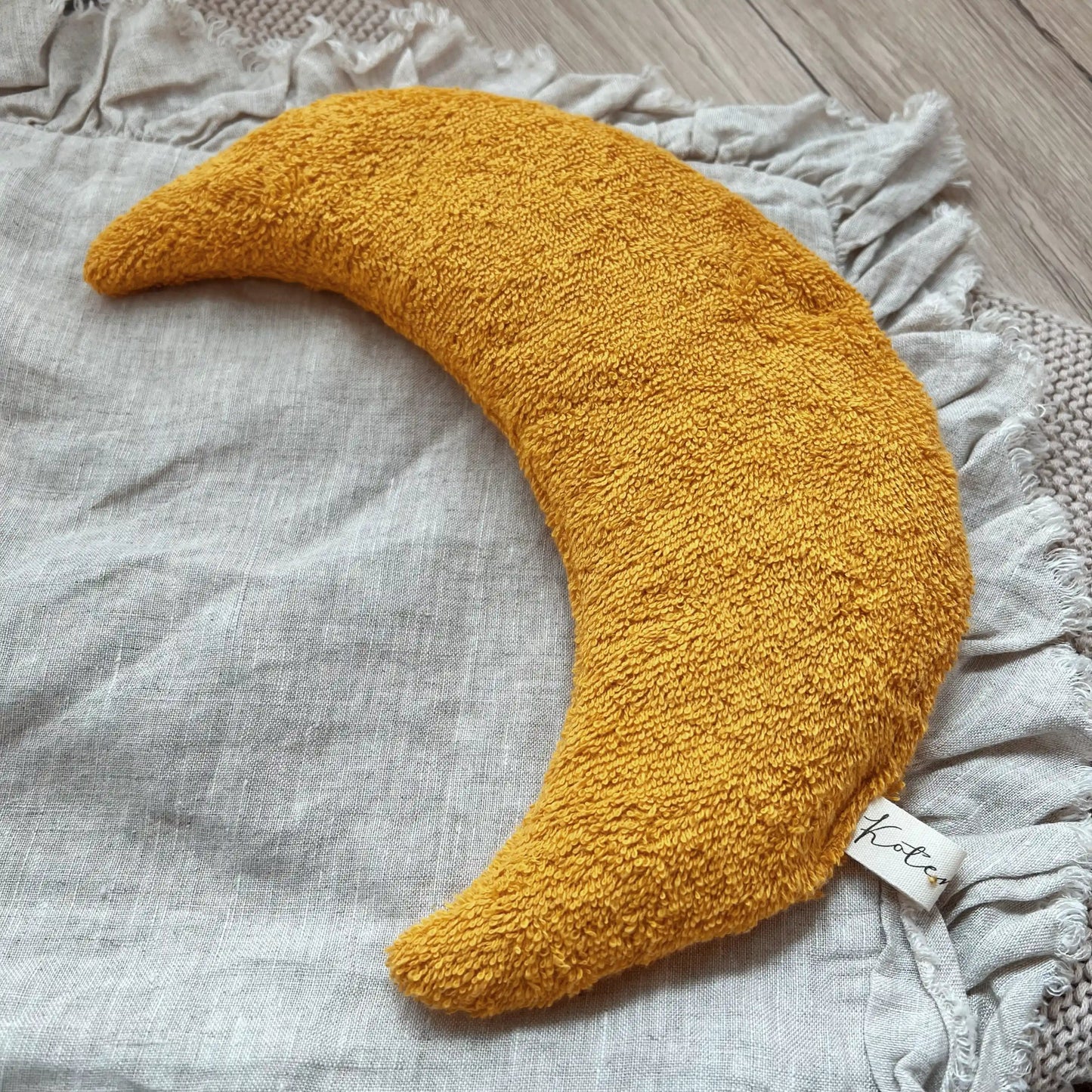 Kirschkernkissen Mondform | Frottee Senfgelb | groß - K0922K0186