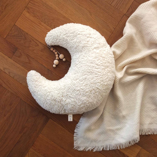 Kotenkram Mondkissen Teddyplüsch cremeweiß | mit Namen | Deko Babyzimmer Mit Wunschname M1022K0188MI