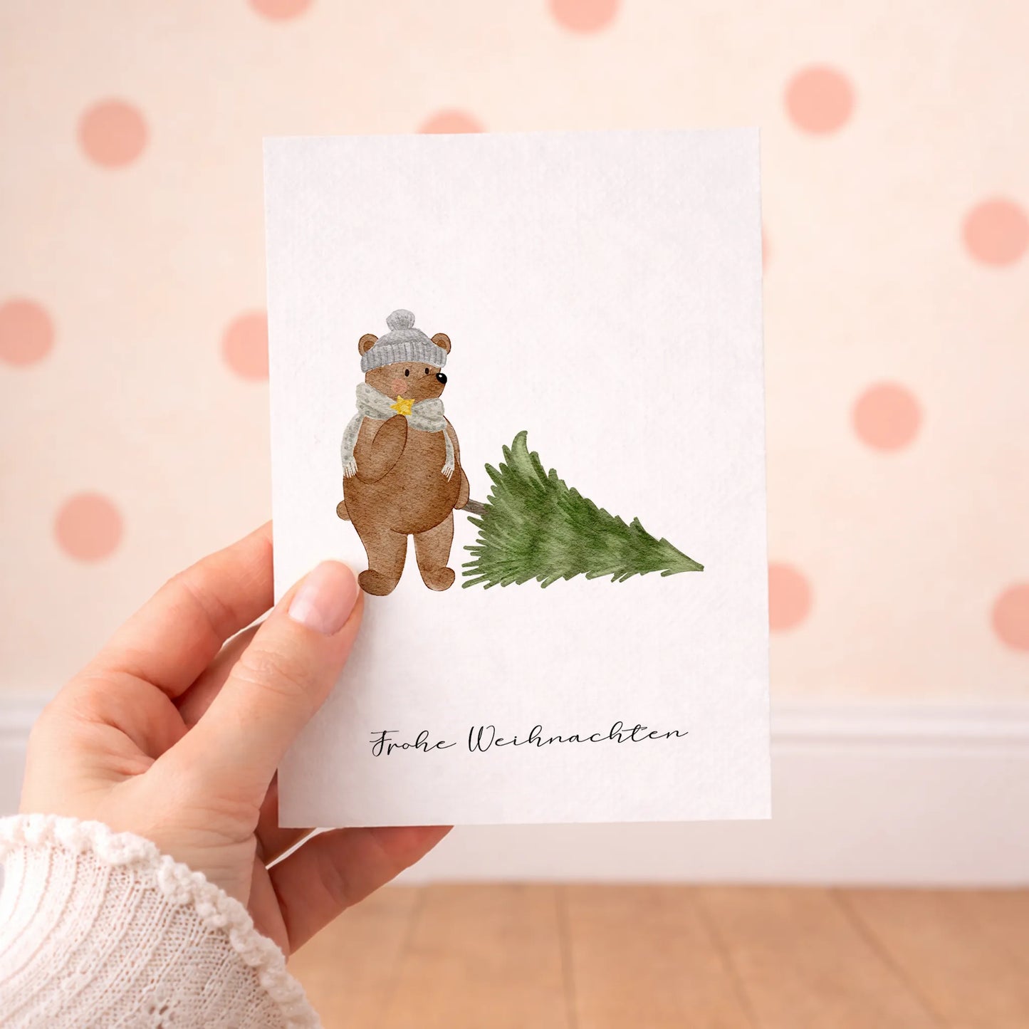 Kotenkram Weihnachtsgrußkarte 'Weihnachts - Bär' | DIN A6 | Aquarell P4424K0421