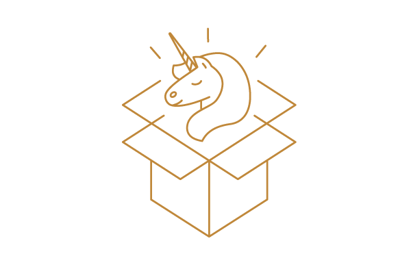 Piktogram Einhorn im Paket - Symbol für Einzigartigkeit
