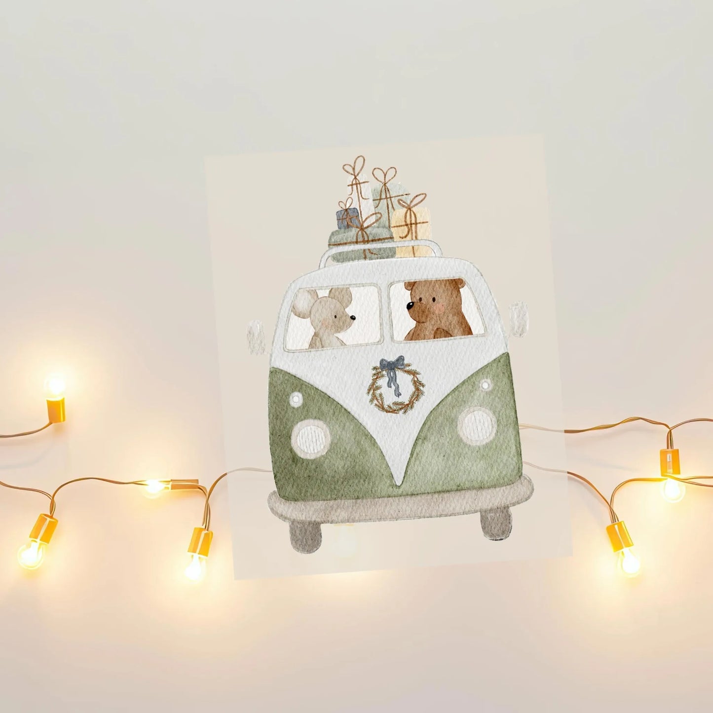 Kotenkram Bügelbild 'Weihnachtsbesuch' | 7 x 9 cm | Aquarell | DTF Transfer B4324K0405
