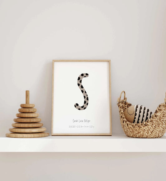 Kotenkram Geburtsposter 'Anfangsbuchstabe' | Personalisiert | DIN A4 G5224K0481