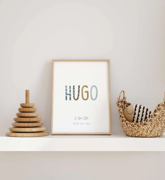 Kotenkram Geburtsposter 'Buchstaben' | Personalisiert | DIN A4 G5224K0480