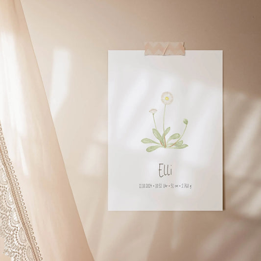 Kotenkram Geburtsposter 'Gänseblümchen' | Personalisiert | DIN A4 G5224K0473