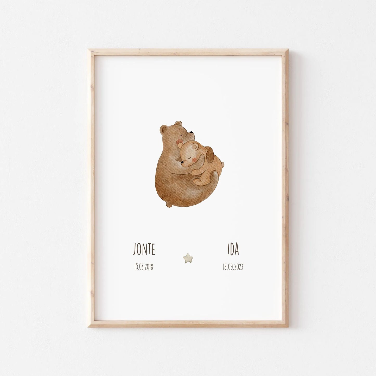 Geschwisterposter Bären | Personalisiert | DIN A4 Geschenkidee Geburt Geburtstag Geschwistergeschenk Aquarell P0524K0283