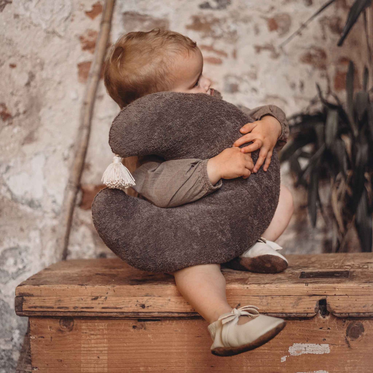 Kotenkram Mondkissen mit Quaste | Frottee dunkelgrau | Dekoration Babyzimmer M0224K0260RO