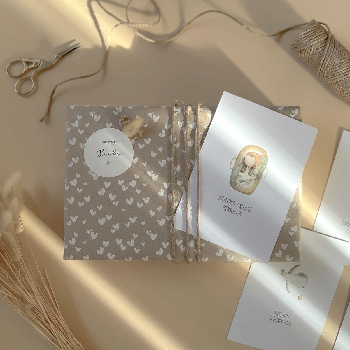 kotenkram geschenkverpackung geschenkpapier natur herzen karte wunschtext geschenkoption service geschenk