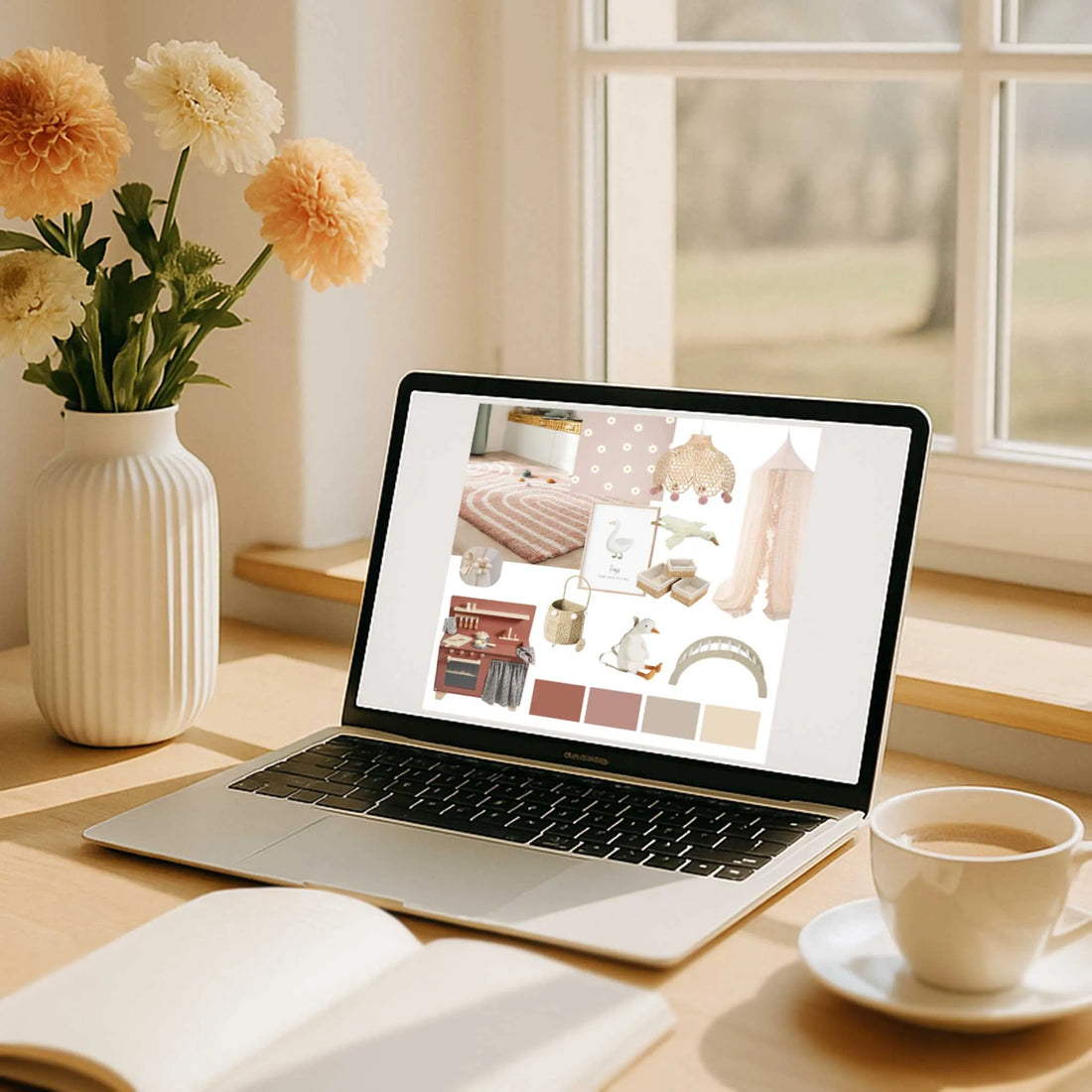 Kinderzimmer einrichten: Eine einfache Anleitung für alle, die keine Interior-Profis sind. Mädchenzimmer rosa und naturfarben mit Gänsen und Gänseblümchen Motiven