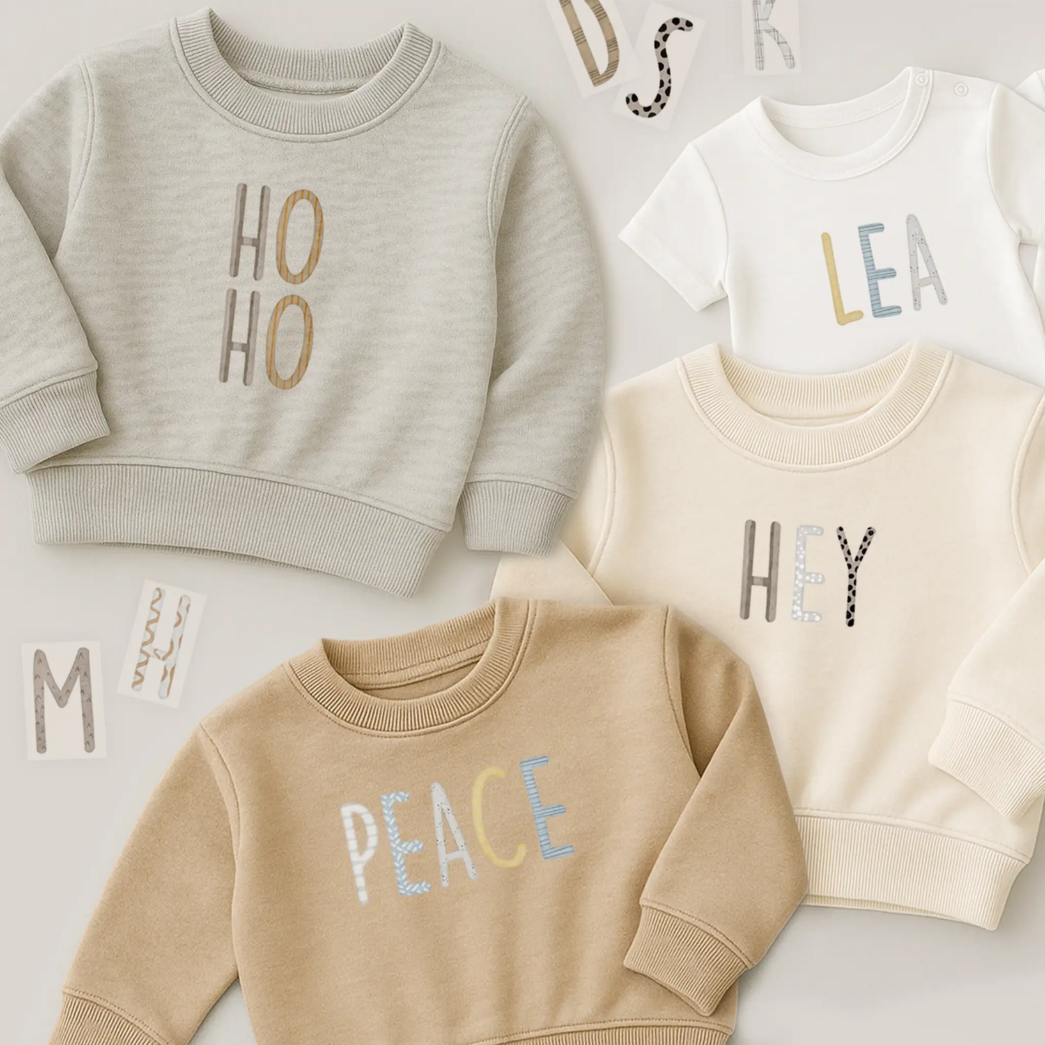 Buchstaben Bügelbilder im Aquarell-Stil