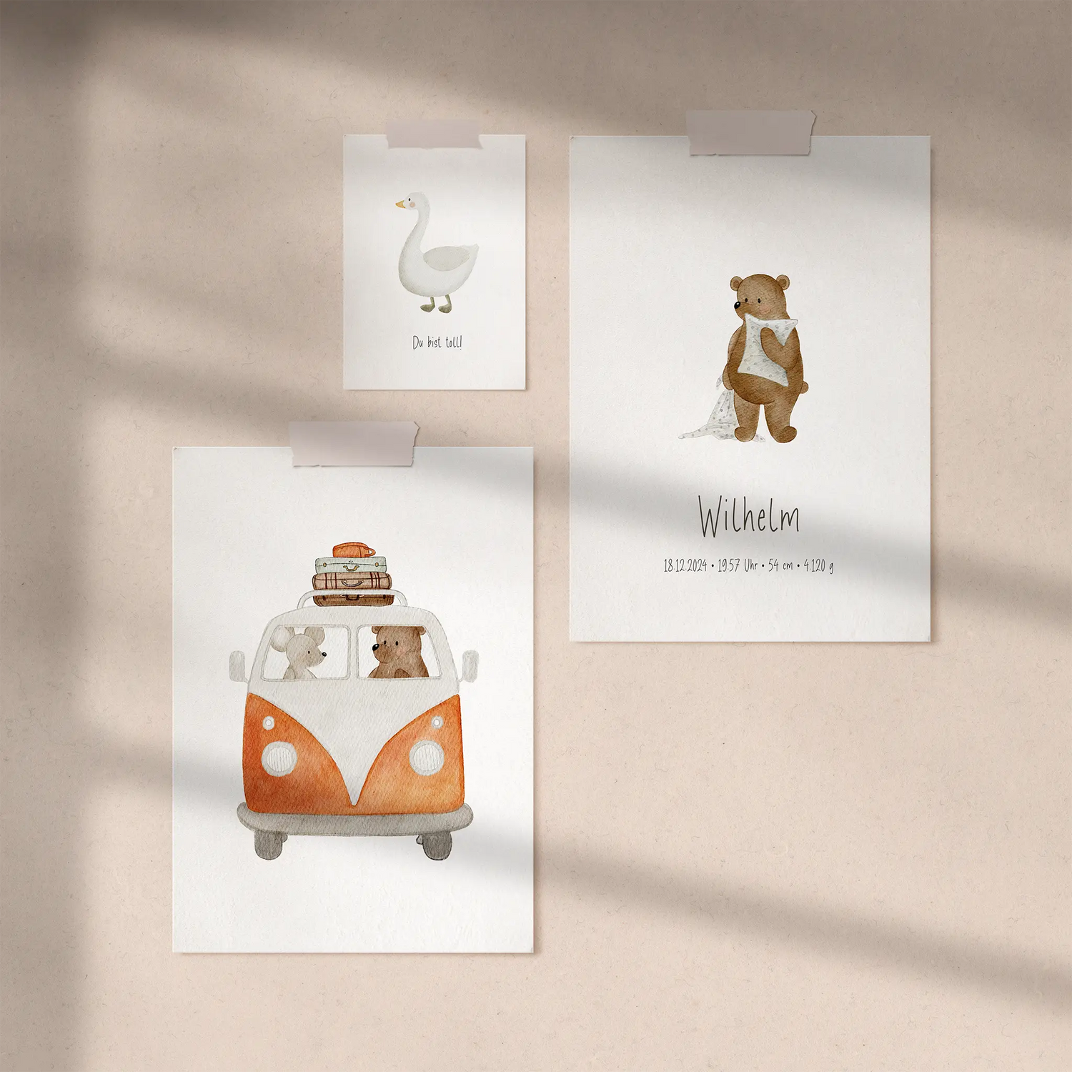 Papeterie für Kinder | Poster & Karten im Aquarellstil