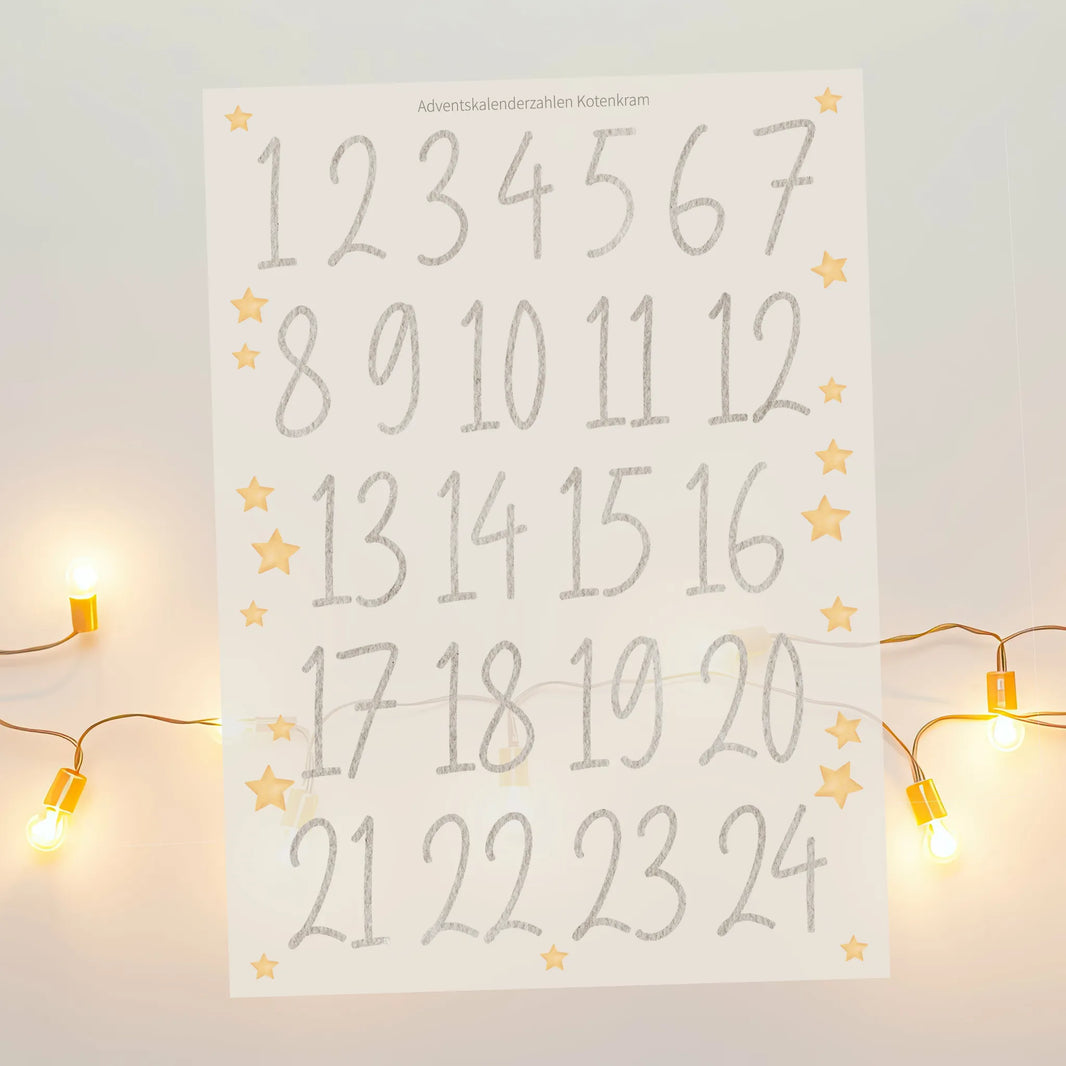 Bügelbilder-Set „Adventskalenderzahlen 1–24" | Weihnachten | DIN A4 B4125K0557