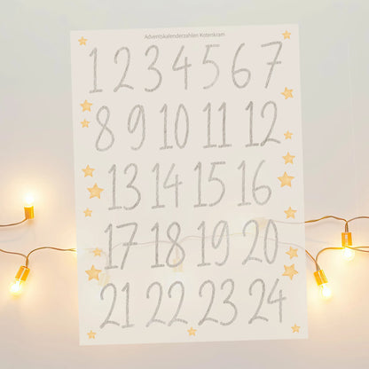 Bügelbilder-Set „Adventskalenderzahlen 1–24" | Weihnachten | DIN A4 B4125K0557