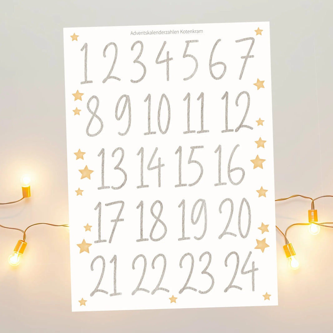 Kotenkram Adventskalenderzahlen B-Ware Bügelbilder Set Weihnachten