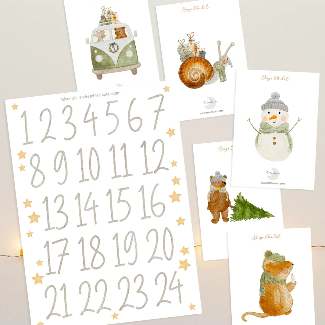 kotenkram B-ware winterliche bundle bügelbilder weihnachten adventskalender zahlen B4125K0560