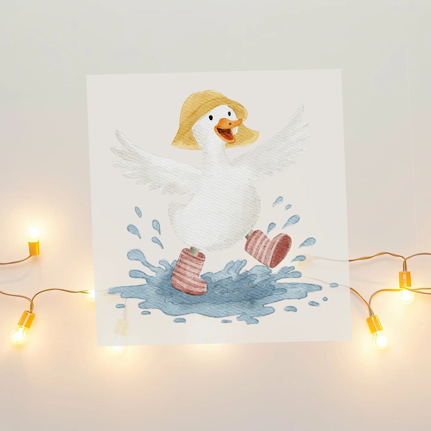 Aquarell-Bügelbild Gans im Regen | 9 x 9 cm B4324K0410