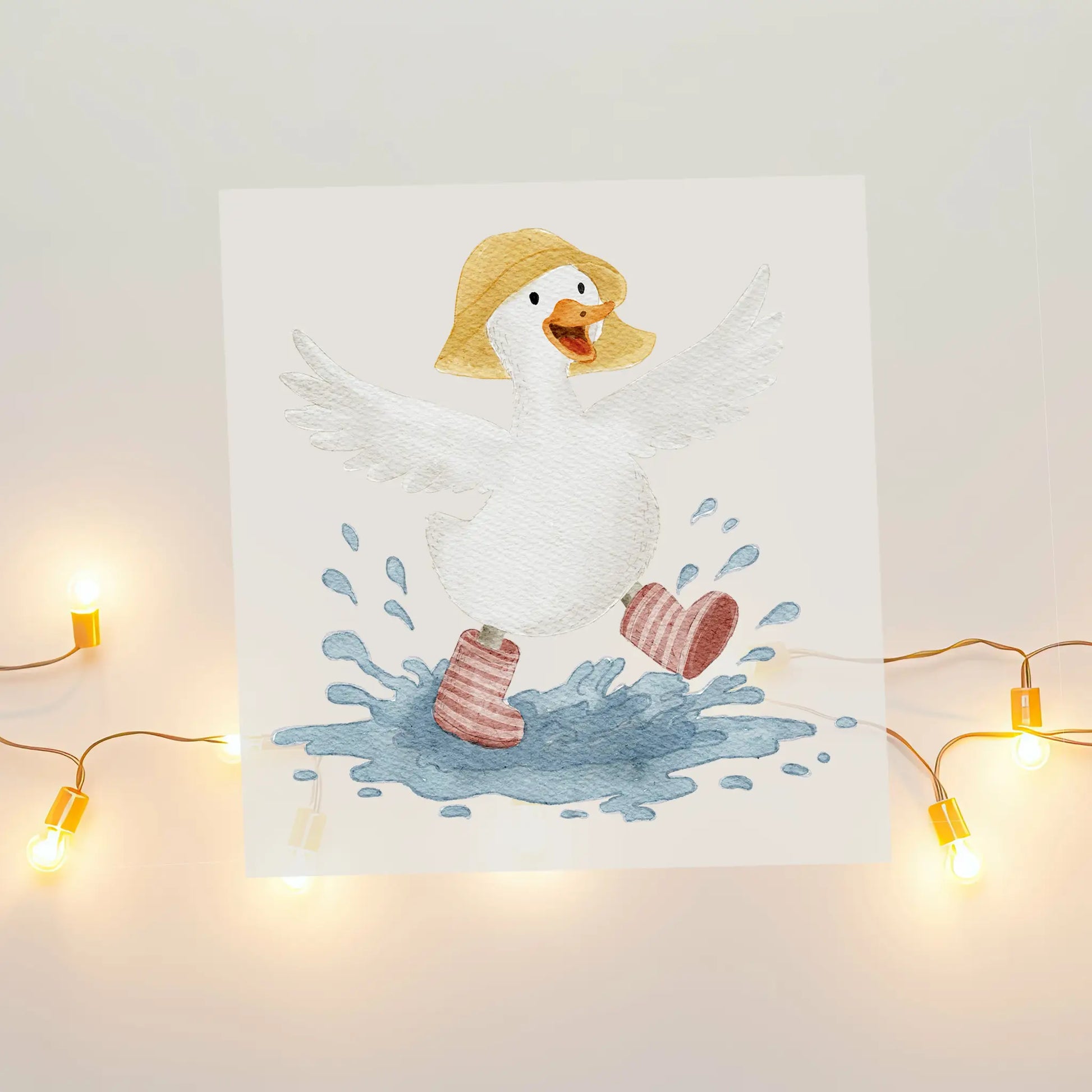 Aquarell-Bügelbild Gans im Regen | 9 x 9 cm B4324K0410