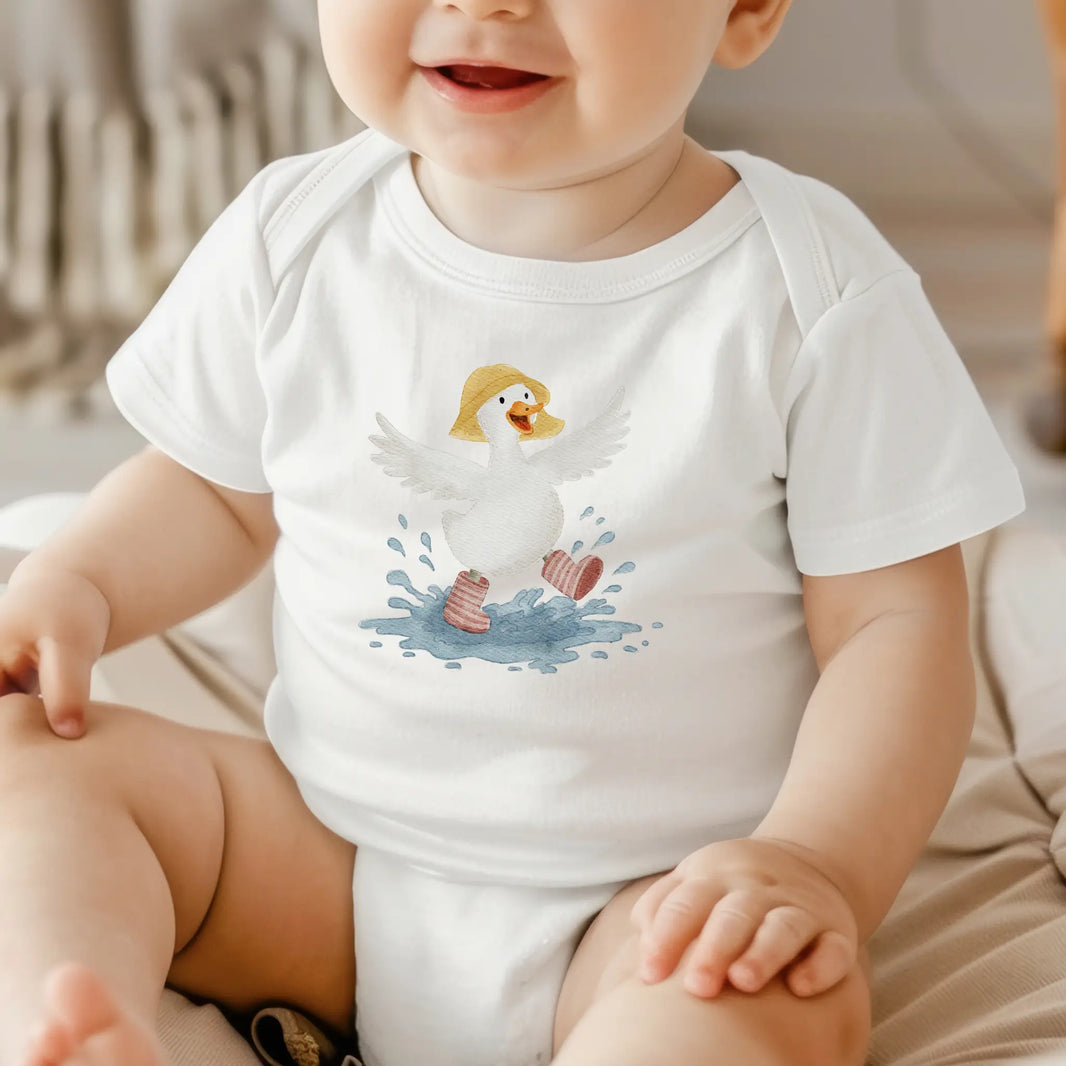 Aquarell-Bügelbild Gans im Regen | 9 x 9 cm B4324K0410