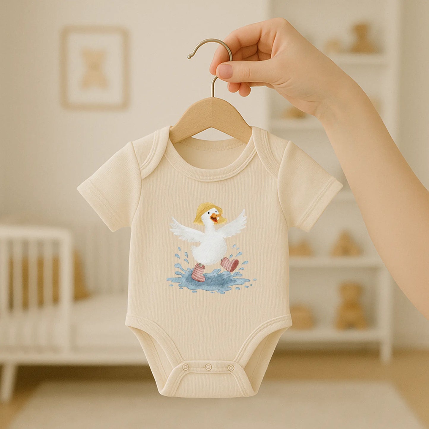 Aquarell-Bügelbild Gans im Regen | 9 x 9 cm B4324K0410