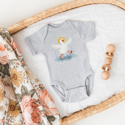 Aquarell-Bügelbild Gans im Regen | 9 x 9 cm B4324K0410