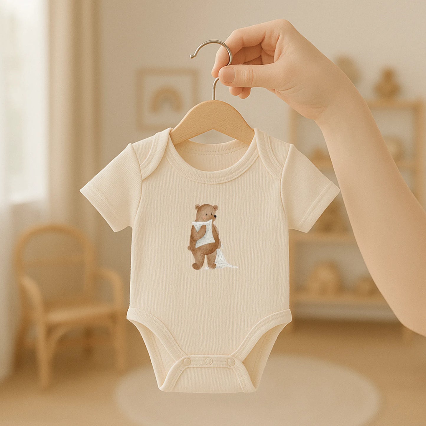 Kotenkram Bügelbild 'Schnuffelbär' | 7 x 9 cm | Aquarell | DTF Transfer B5224K0456