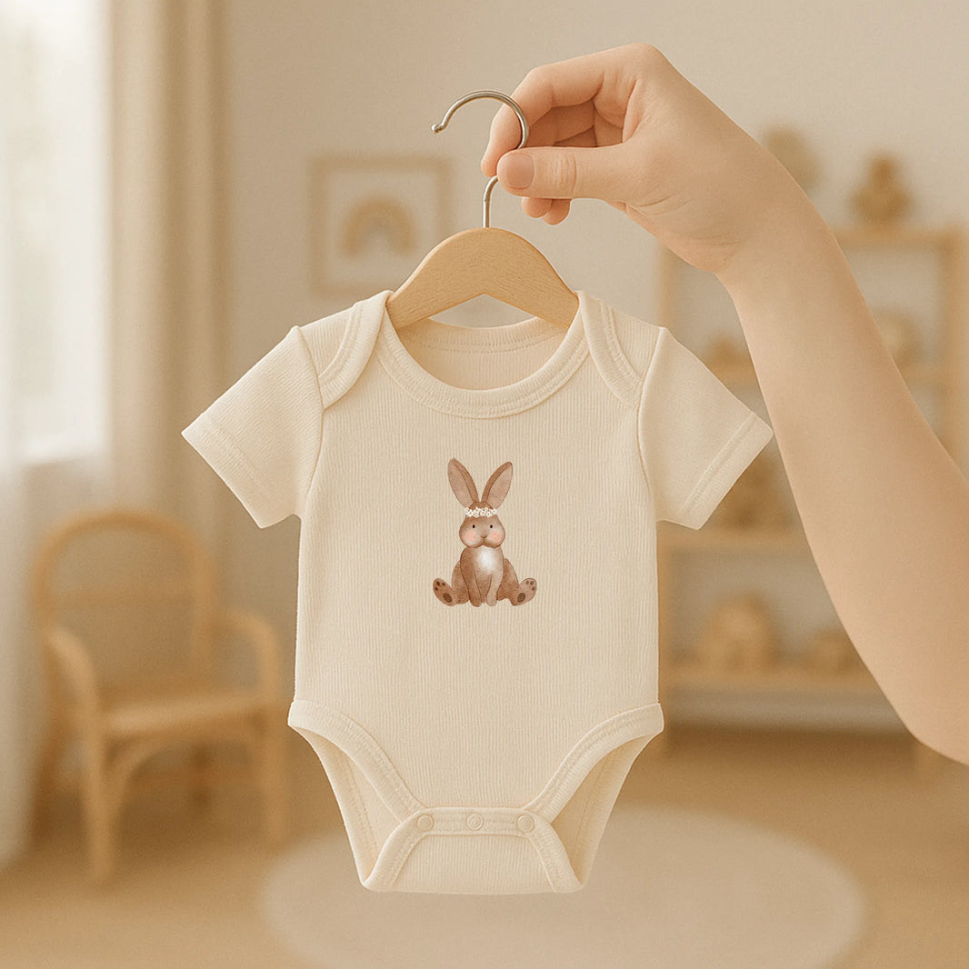 Kotenkram Bügelbild 'Hase mit Blumenkranz' | 6 x 9 cm | Aquarell | DTF Transfer B5224K0458