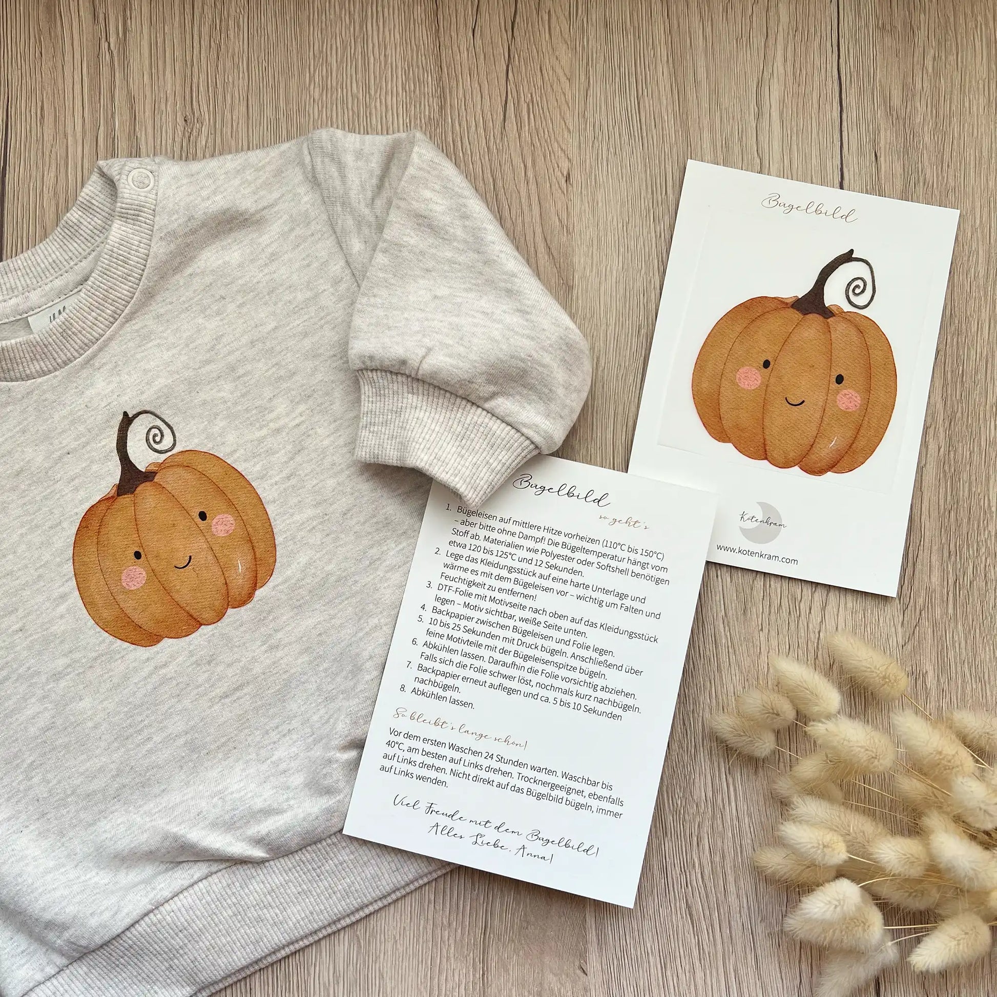 Aquarell-Bügelbild Kürbis | Halloween | 8 x 9 cm - B5224K0462