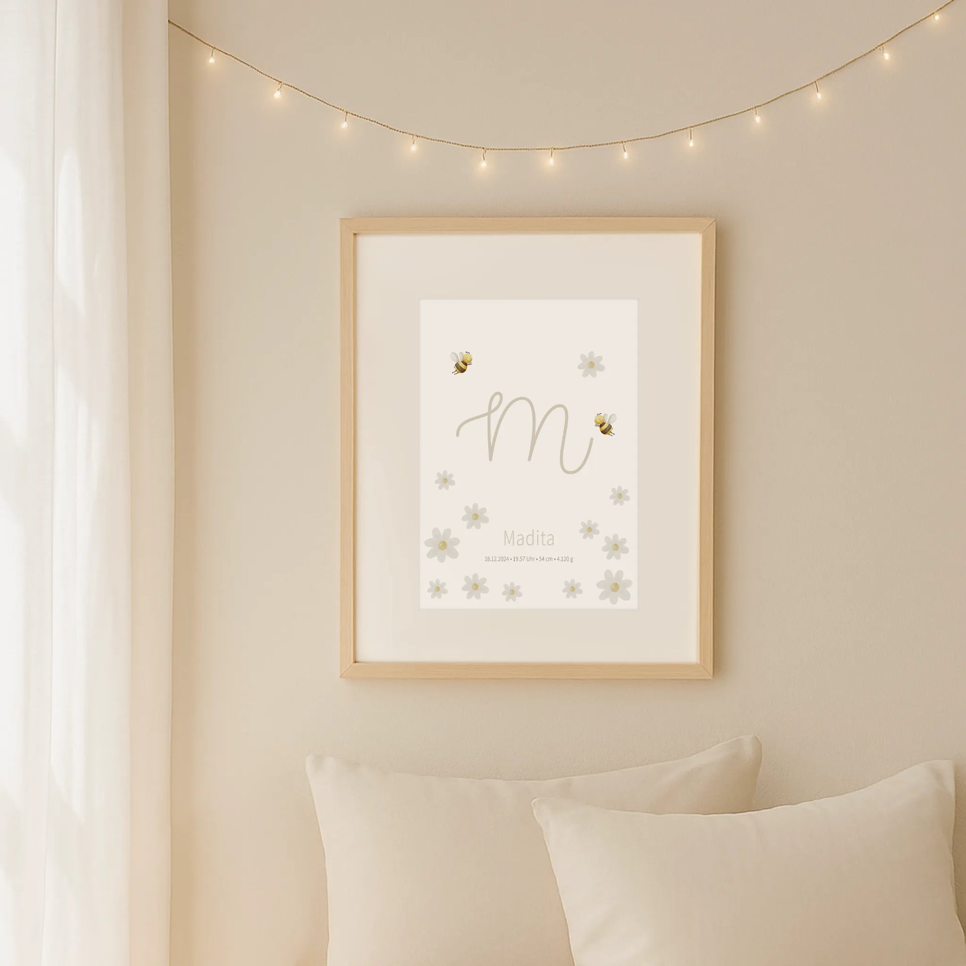 Geburtsposter Margariten & Bienen | Personalisiert | DIN A4 - G4625K055727