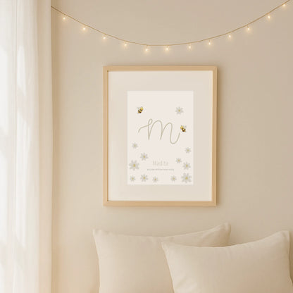 Geburtsposter Margariten & Bienen | Personalisiert | DIN A4 - G4625K055727