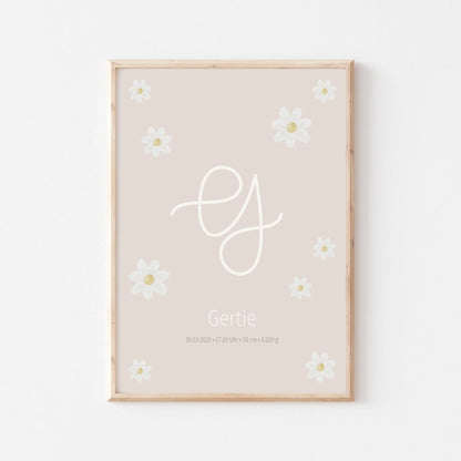 Poster zur Geburt Rosa & Margariten | Mädchen | DIN A4 - G4625K055827