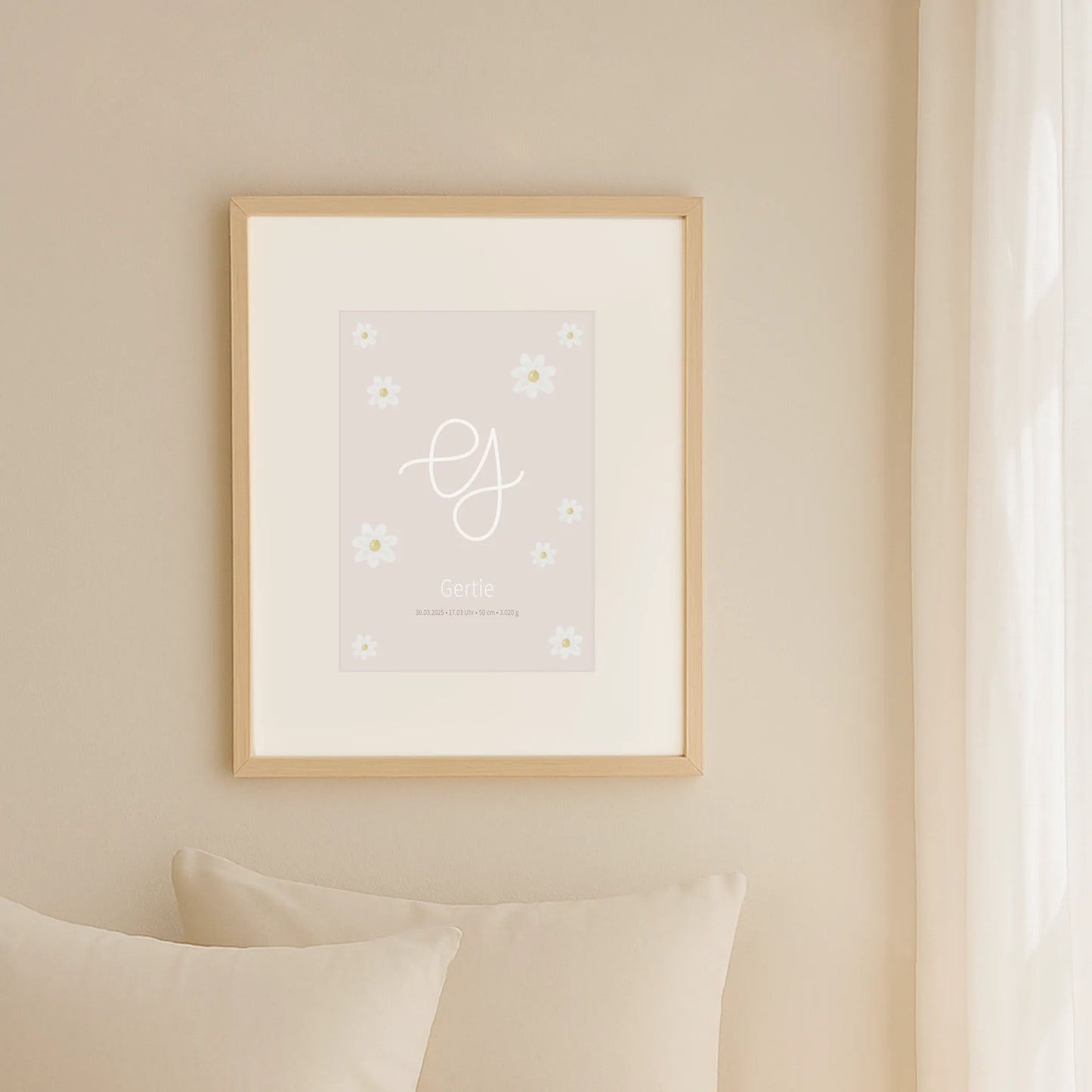 Poster zur Geburt Rosa & Margariten | Mädchen | DIN A4 - G4625K055827