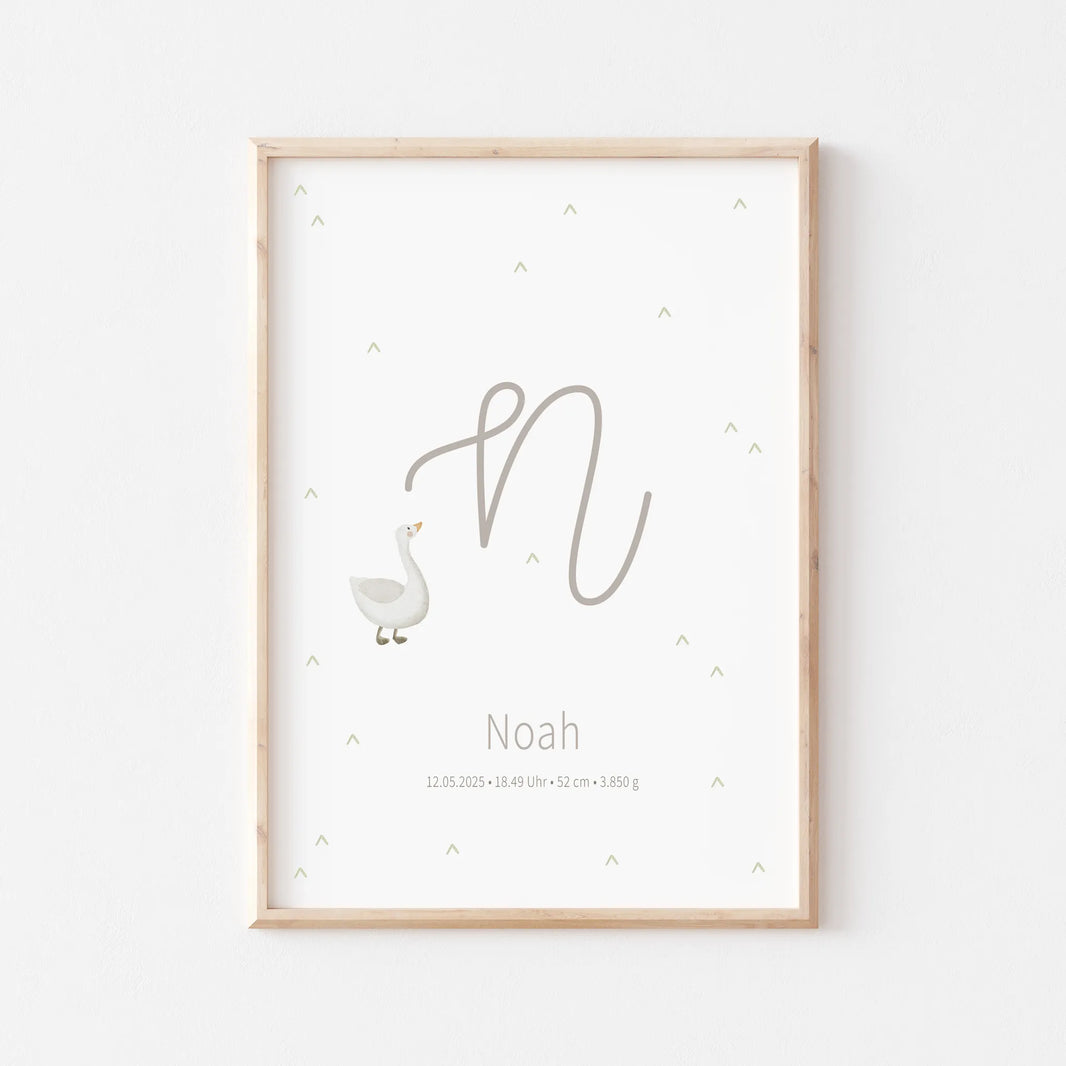 Poster zur Geburt Gänserich | Junge | Personalisiert | DIN A4 - G4625K055927