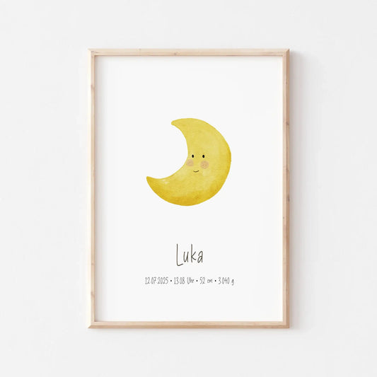 Poster zur Geburt 'Mond' | Personalisiert | DIN A4 - G5224K04521