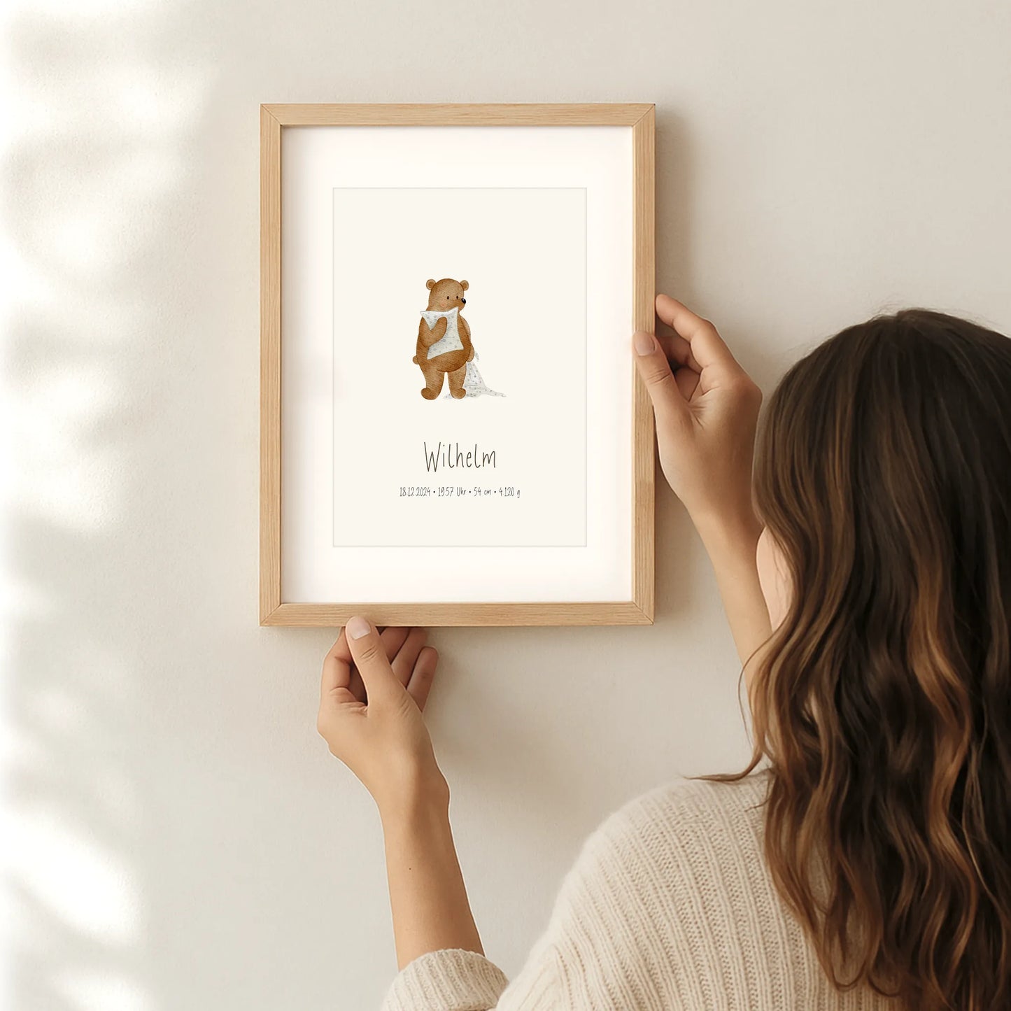 Poster zur Geburt Bär | Personalisiert | DIN A4 Geschenkidee Baby Kind Geburtstag Wandgestaltung Deko Kinderzimmer Poster Aquarell G5224K0469