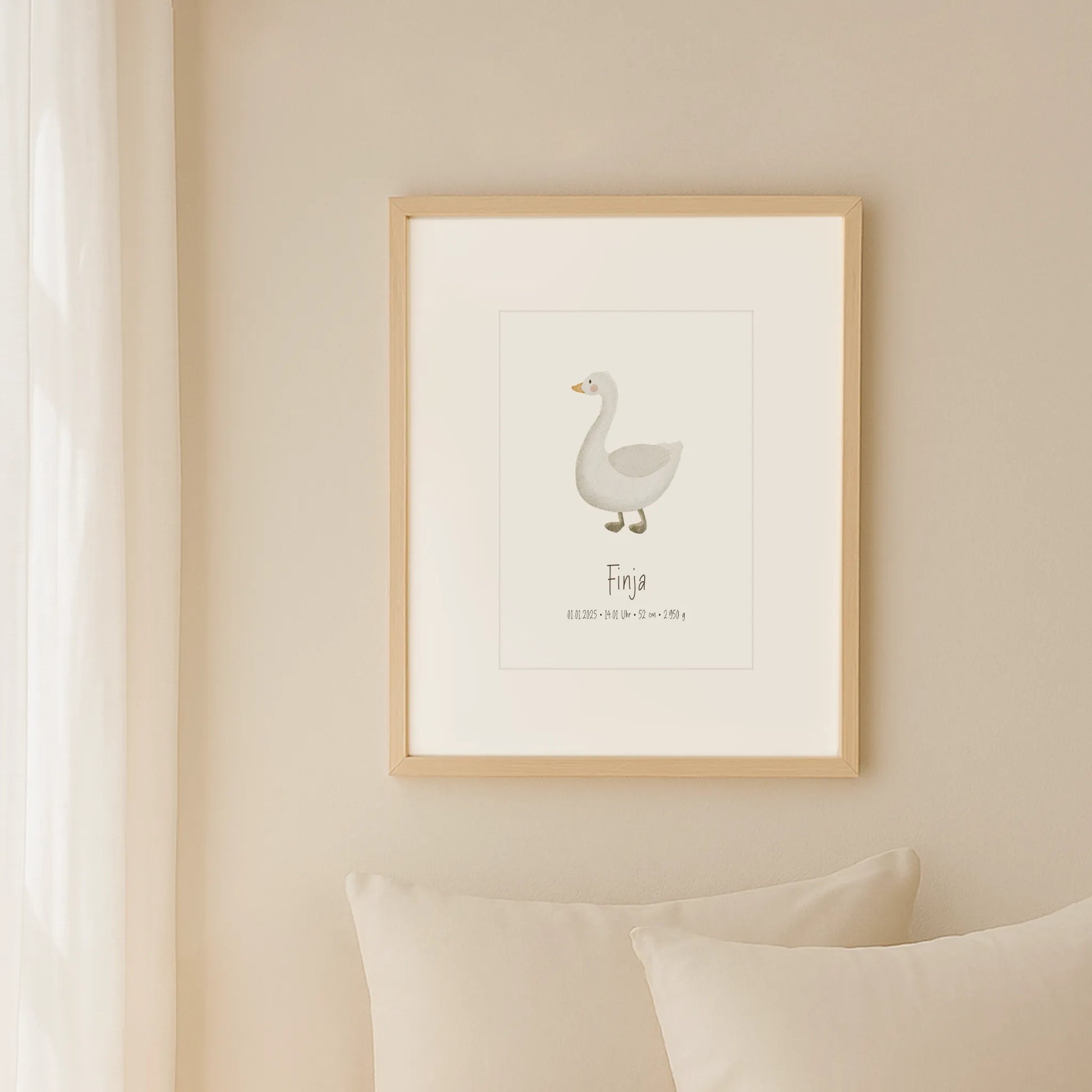 Poster zur Geburt Gans | Personalisiert | DIN A4 Geschenkidee Baby Geburt Kind Geburtstagstag Wandgestaltung Kinderzimmer Aquarell G5224K0470