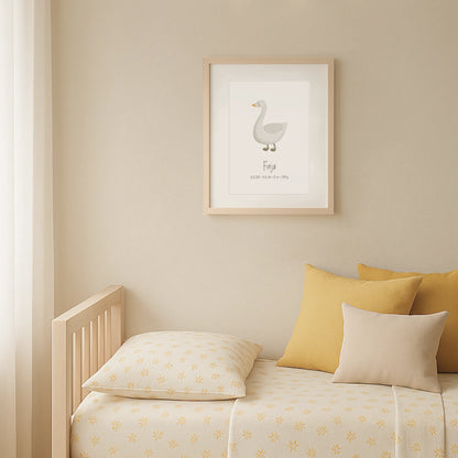 Poster zur Geburt Gans | Personalisiert | DIN A4 Geschenkidee Baby Geburt Kind Geburtstagstag Wandgestaltung Kinderzimmer Aquarell G5224K0470