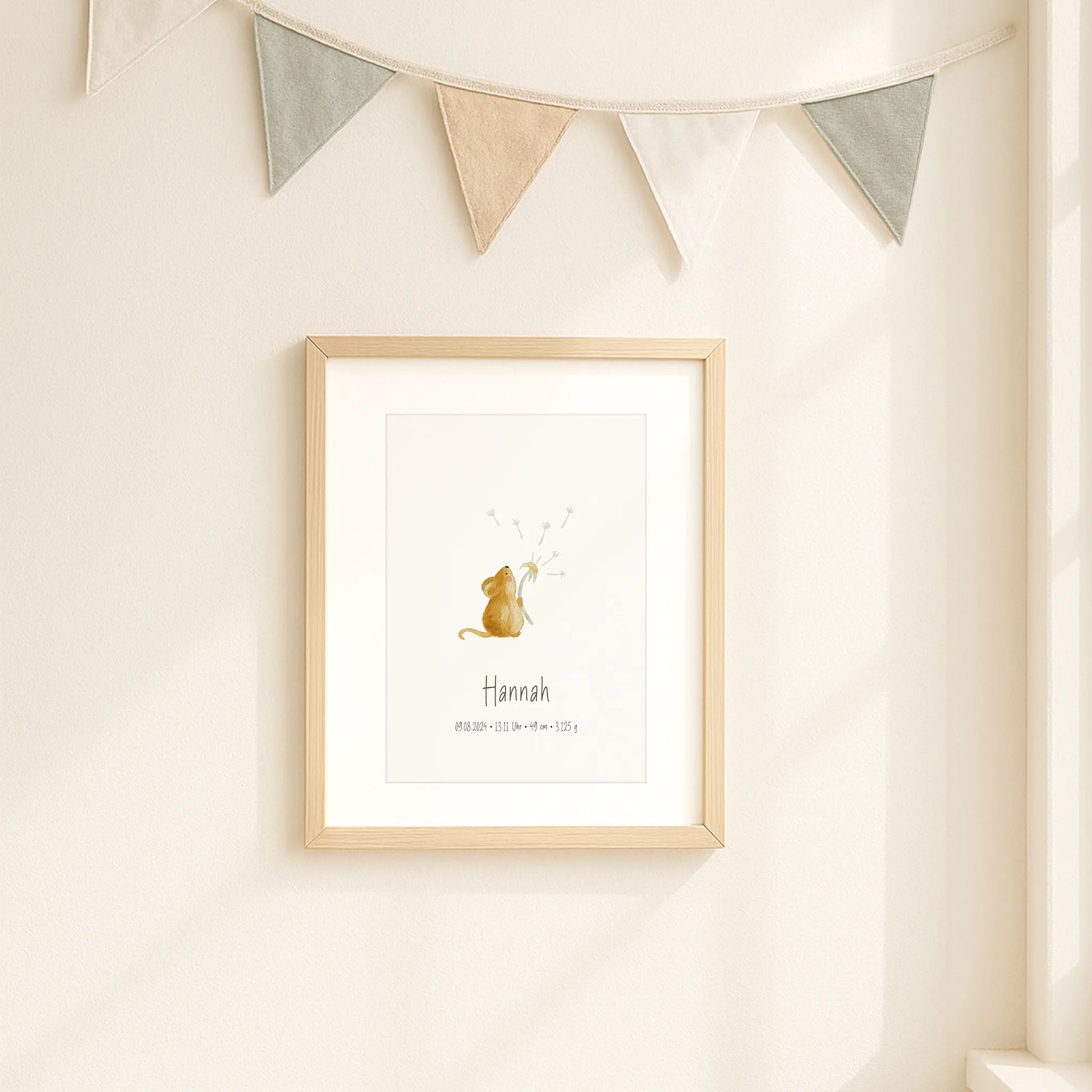 Poster zur Geburt Maus | Personalisiert | DIN A4 Geschenkidee Baby Geburt Geburtstag Poster Deko Babyzimmer Wandgestaltung Kinderzimmer Aquarell G5224K0471