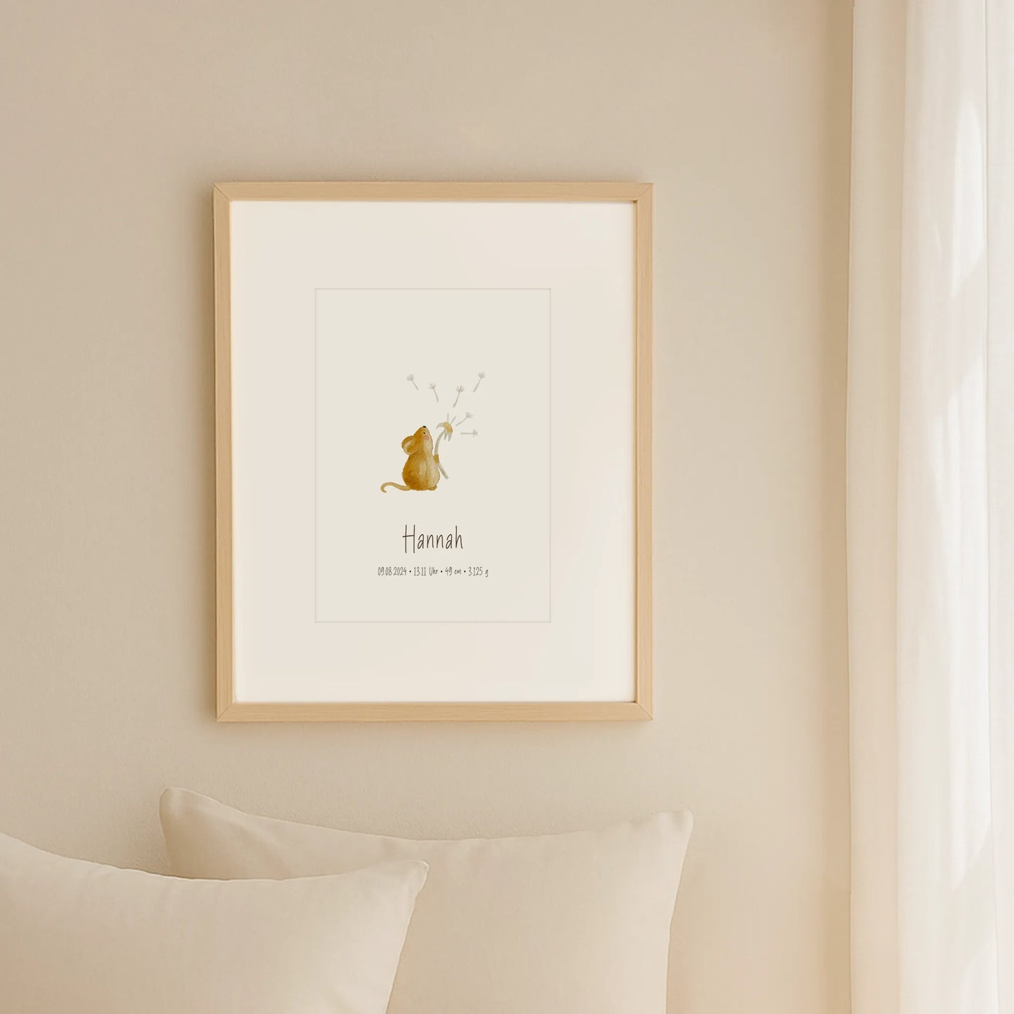 Poster zur Geburt Maus | Personalisiert | DIN A4 Geschenkidee Baby Geburt Geburtstag Poster Deko Babyzimmer Wandgestaltung Kinderzimmer Aquarell G5224K0471