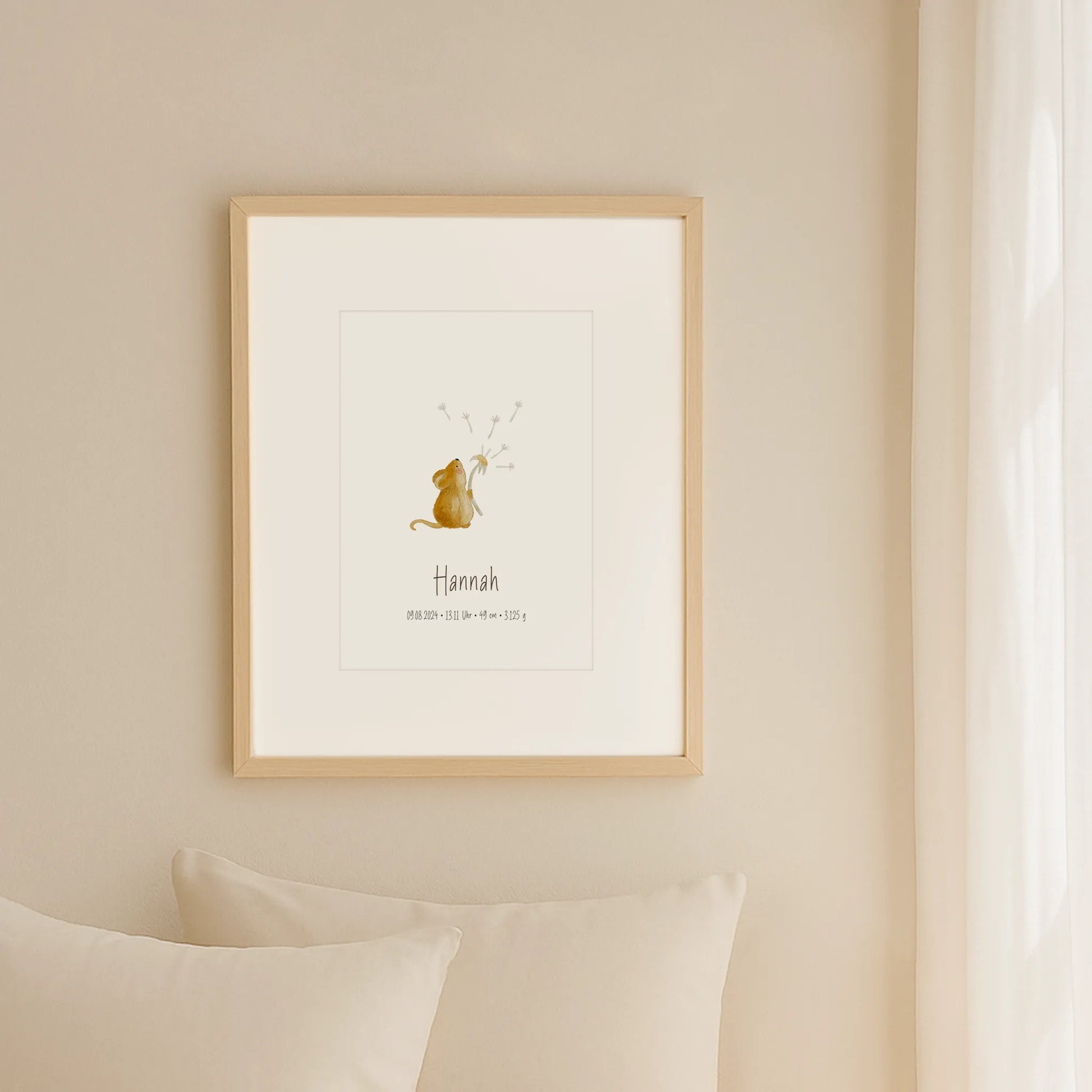 Poster zur Geburt Maus | Personalisiert | DIN A4 Geschenkidee Baby Geburt Geburtstag Poster Deko Babyzimmer Wandgestaltung Kinderzimmer Aquarell G5224K0471