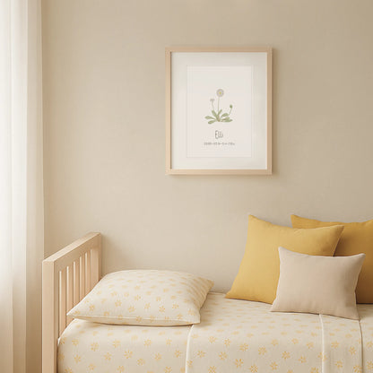 Poster zur Geburt Gänseblümchen | Personalisiert | DIN A4 Geschenkidee Baby Geburt Wandgestaltung Kinderzimmer Babyzimmer Geburtsposter Aquarell G5224K0473