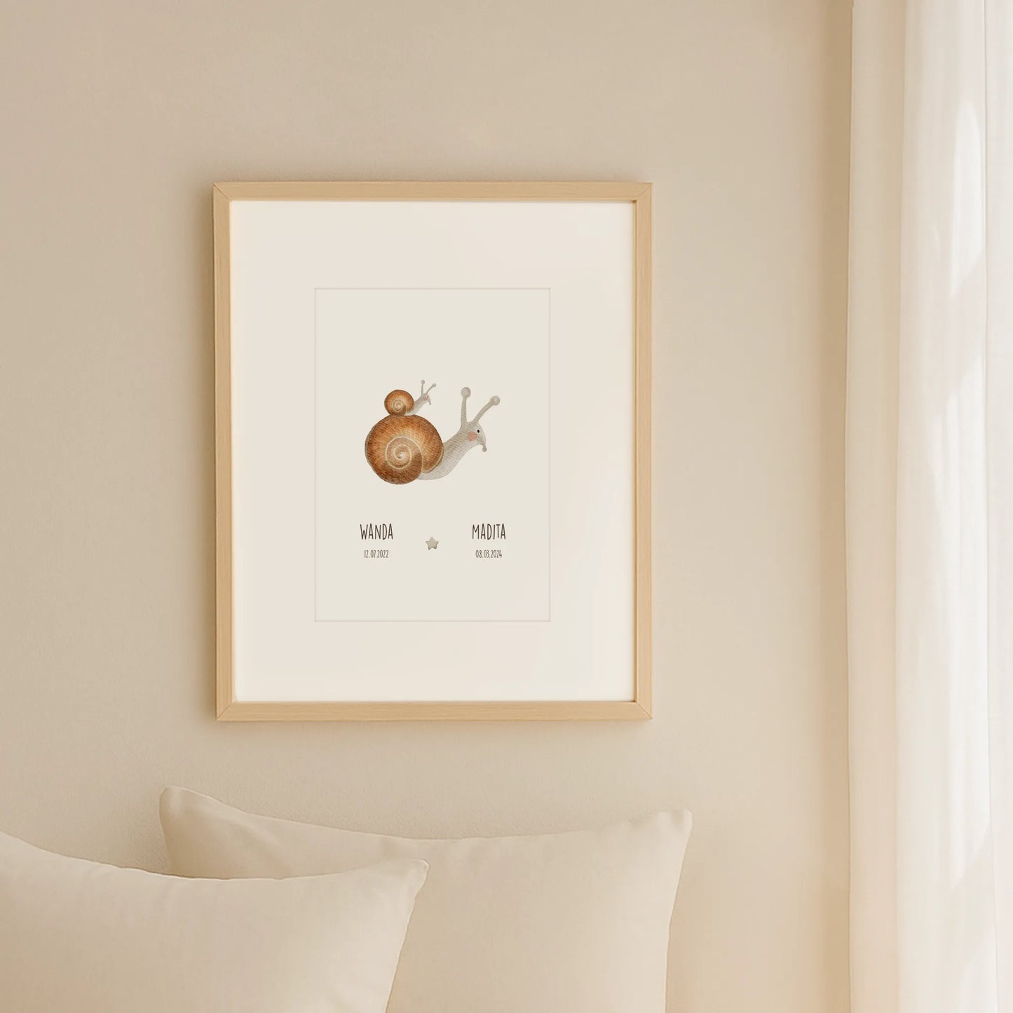 Geschwisterposter Schnecken | Personalisiert | DIN A4 Geschenkidee Geschwister Geburt Geburtstag Poster Wandgestaltung Kinderzimmer Aquarell G5224K0477