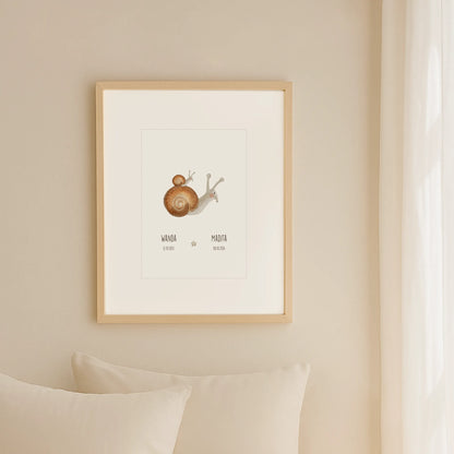 Geschwisterposter Schnecken | Personalisiert | DIN A4 Geschenkidee Geschwister Geburt Geburtstag Poster Wandgestaltung Kinderzimmer Aquarell G5224K0477