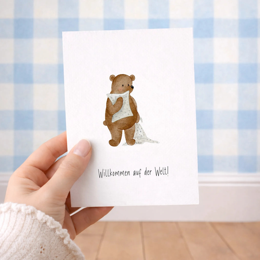 Kotenkram Karte zur Geburt 'Schnuffelbär' | DIN A6 | Aquarell K0125K0482