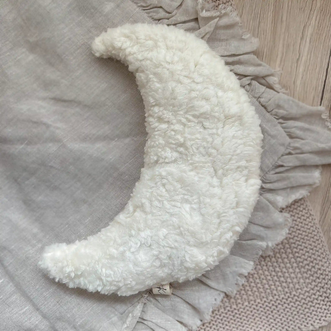 Kirschkernkissen Mondform | Teddyplüsch Cremeweiß | groß - K1623K0234