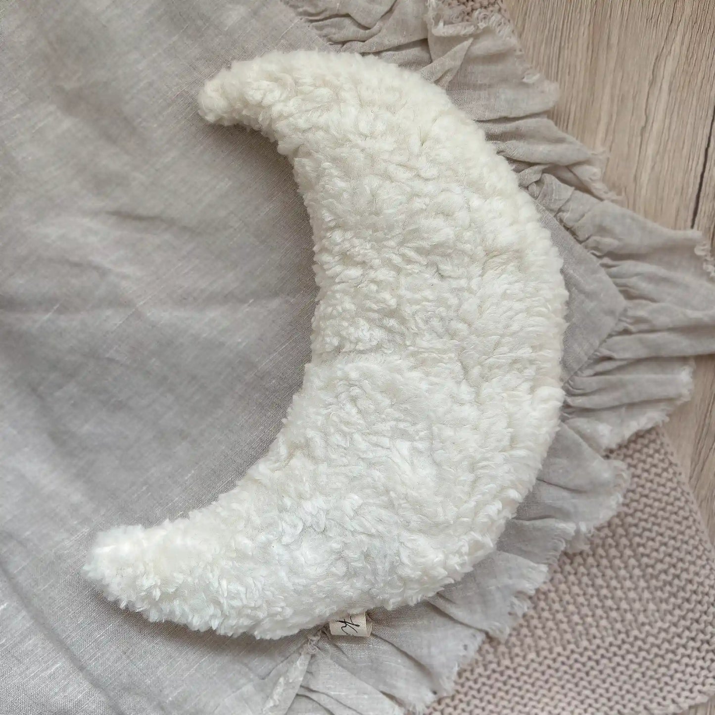 Kirschkernkissen Mondform | Teddyplüsch Cremeweiß | groß - K1623K0234