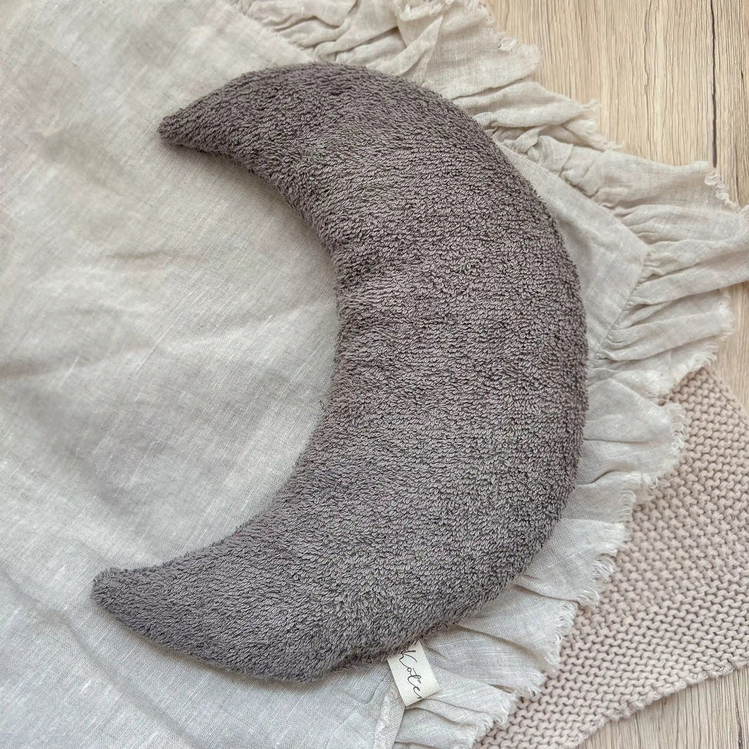 Kirschkernkissen Mondform | Frottee Dunkelgrau | groß