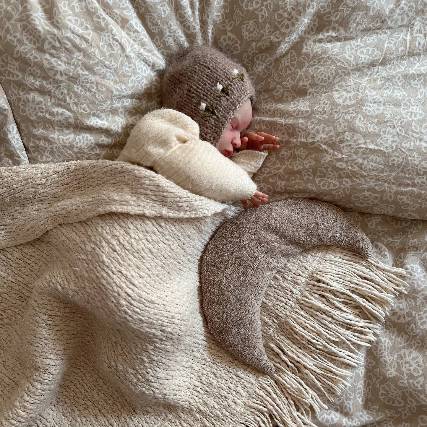 Kirschkernkissen Mondform | Frottee Beige | groß - K2622K0203