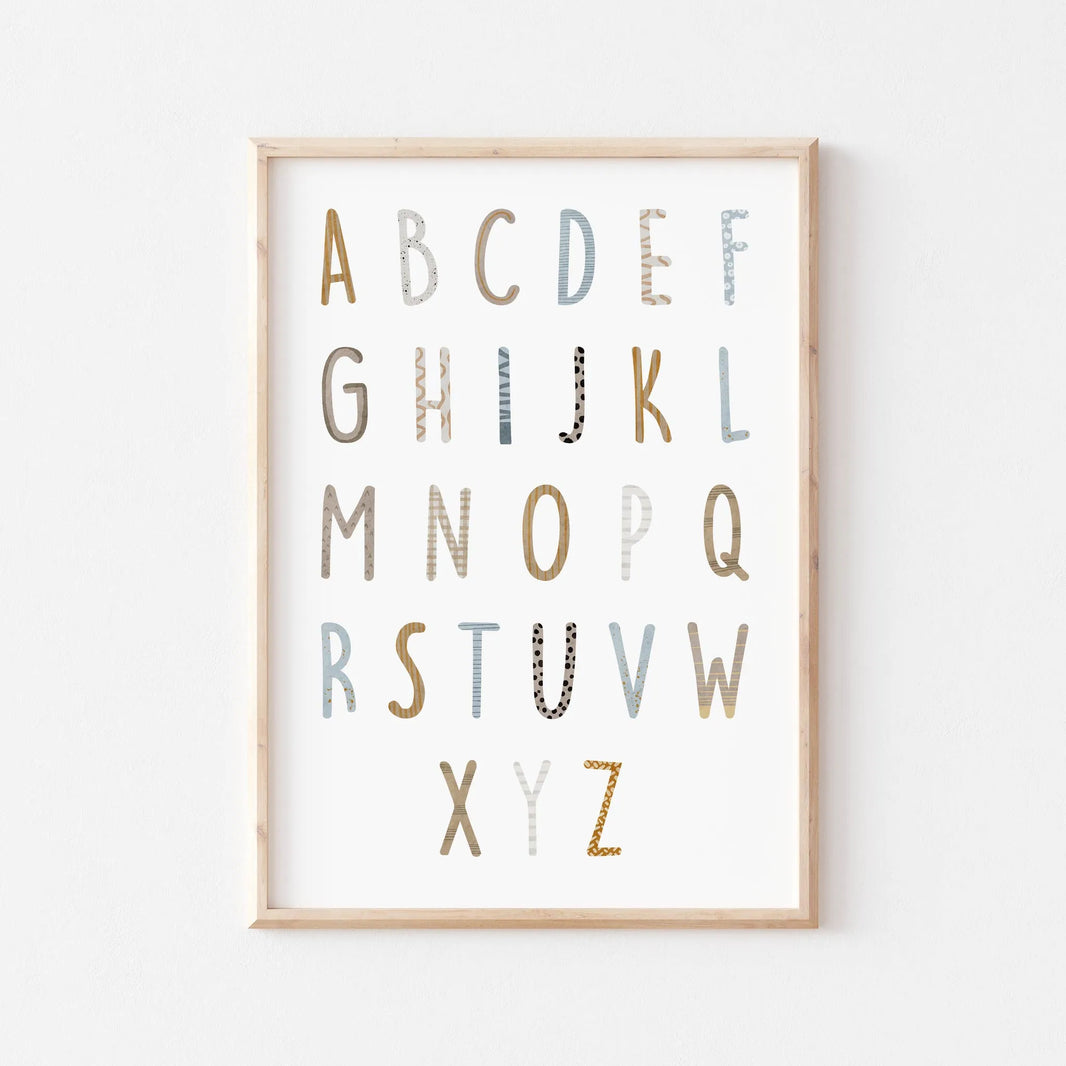 Buchstaben Poster ABC | Kinderzimmer Deko im Aquarell-Stil | DIN A4 - P0125K044