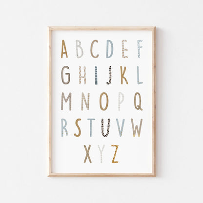 Buchstaben Poster ABC | Kinderzimmer Deko im Aquarell-Stil | DIN A4 - P0125K044
