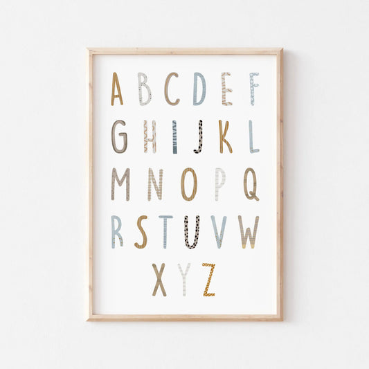 Buchstaben Poster ABC | Kinderzimmer Deko im Aquarell-Stil | DIN A4 - P0125K044